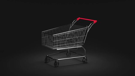 Téléchargez les photos : Shopping trolley cart. Consumerism concept. 3d rendering - en image libre de droit