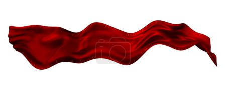 Téléchargez les photos : Abstract red cloth falling. Satin fabric flying in the wind. 3d rendering - en image libre de droit