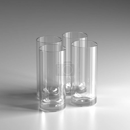 Photo for Realistic empty various glasses for alcohol. Drinks background. 3d rendering - Royalty Free Image