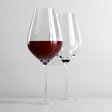 Foto de Realista vacía varias gafas de vino para el alcohol. Bebidas de fondo. renderizado 3d - Imagen libre de derechos