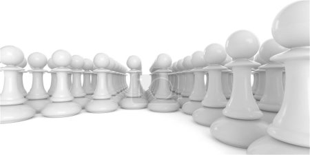 Foto de Different chess pieces pawns. Concept business background. 3d rendering - Imagen libre de derechos
