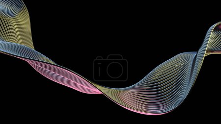 Photo for Wavy glossy abstract stripes background. 3d rendering - Royalty Free Image