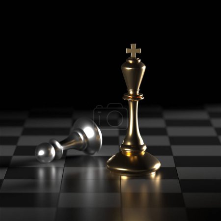 Téléchargez les photos : Chess king. Leader success concept. Business leader concept. 3d rendering - en image libre de droit
