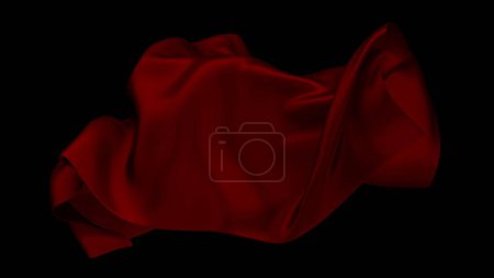 Photo for Abstract red cloth falling. Satin fabric flying in the wind. 3d rendering - Royalty Free Image