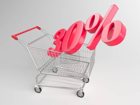 Téléchargez les photos : Concept SALE discount shopping trolley. 3d rendering - en image libre de droit
