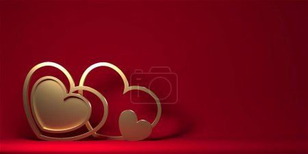 Téléchargez les photos : Design mock up background for Valentines day. 3D rendering - en image libre de droit