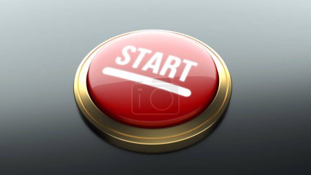 Téléchargez les photos : START push button. Success beginning. 3d rendering - en image libre de droit