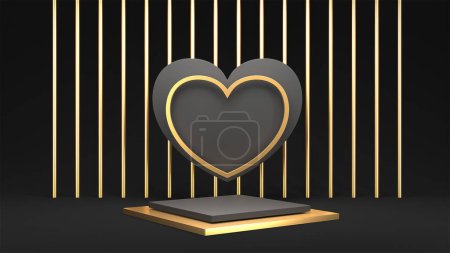 Photo for Minimal heart shapes background mock up podium. Pedestal scene with for product platform. 3d rendering - Royalty Free Image
