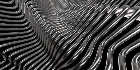 Photo for Wavy glossy abstract stripes background. 3d rendering - Royalty Free Image