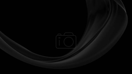 Téléchargez les photos : Rippled black silk fabric. Design background. 3d rendering - en image libre de droit
