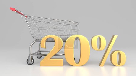 Photo for Concept SALE discount shopping trolley. 3d rendering - Royalty Free Image
