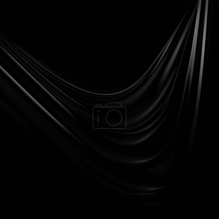 Téléchargez les photos : Rippled black silk fabric. Design background. 3d rendering - en image libre de droit