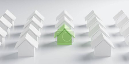 Téléchargez les photos : Housing concept. Unique building stands out from others. 3d rendering - en image libre de droit