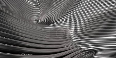 Téléchargez les photos : Wavy glossy abstract stripes background. 3d rendering - en image libre de droit