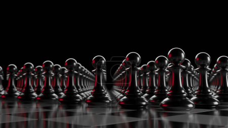 Téléchargez les photos : Different chess pieces pawns. Concept business background. 3d rendering - en image libre de droit