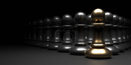 Téléchargez les photos : Chess pawn piece outstanding. Leadership concept. Unique individuality and standing out of crowd. 3d rendering - en image libre de droit