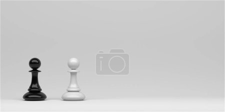 Foto de Different chess pieces pawns. Concept business background. 3d rendering - Imagen libre de derechos