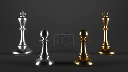 Photo for Chess pawn piece outstanding. Leadership concept. Unique individuality and standing out of crowd. 3d rendering - Royalty Free Image