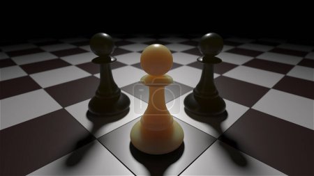 Photo for Chess pawn piece outstanding. Leadership concept. Unique individuality and standing out of crowd. 3d rendering - Royalty Free Image