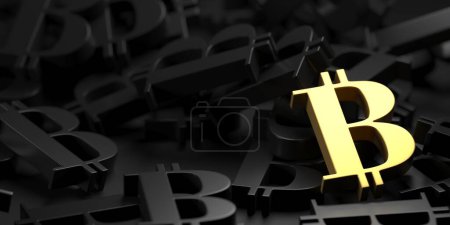 Téléchargez les photos : Bitcoin simple symbol design. Crypto currency concept. 3d rendering - en image libre de droit