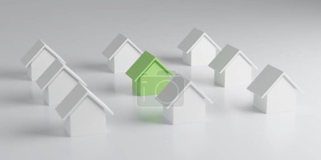 Photo for Housing concept. Unique building stands out from others. 3d rendering - Royalty Free Image