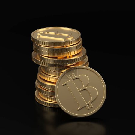 Téléchargez les photos : Bitcoin crypto currency concept background. 3d rendering - en image libre de droit