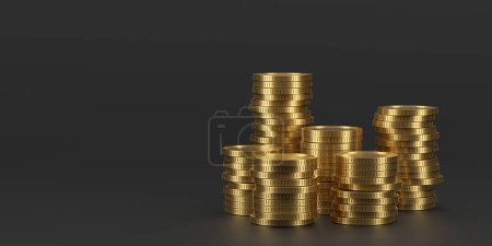 Foto de Monedas abstractas doradas. Dinero en efectivo. renderizado 3d - Imagen libre de derechos