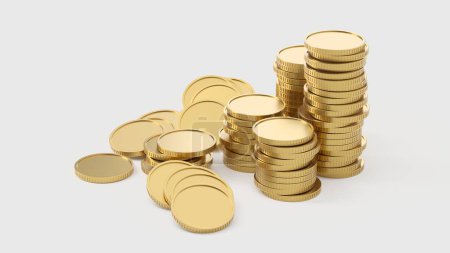 Foto de Golden abstract coins. Cash money. 3d rendering - Imagen libre de derechos