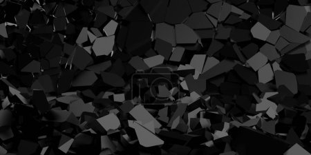 Téléchargez les photos : Cracked surface dark background. Broken effect destruction. 3d rendering - en image libre de droit