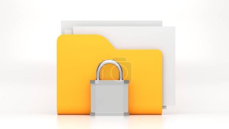 Photo for Office folder and lock. Data security concept. 3D rendering - Royalty Free Image