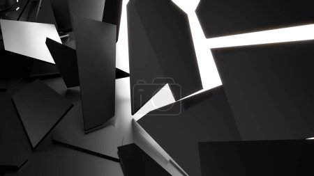 Foto de Superficie agrietada fondo oscuro. Destrucción de efecto roto. renderizado 3d - Imagen libre de derechos