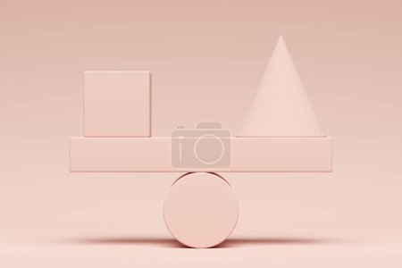 Photo for Equilibrium balance. Geometric concept. Minimal modern background. 3d rendering - Royalty Free Image