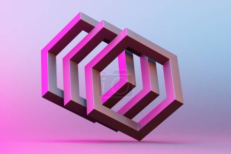 Foto de Cubes shapes structure. Futuristic abstract background. 3d rendering - Imagen libre de derechos