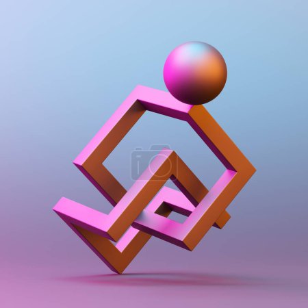 Foto de Formas geométricas en equilibrio imposible. Diseño de telón de fondo para la promoción del producto. renderizado 3d - Imagen libre de derechos