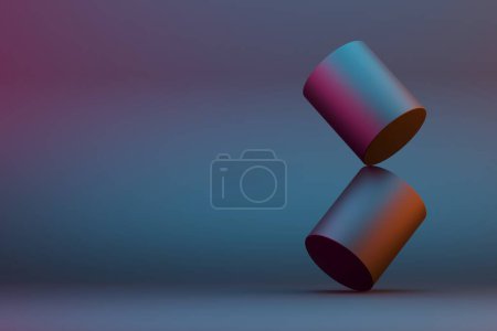 Photo for Geometric shapes in impossible balance. Backdrop design for product promotion. 3d rendering - Royalty Free Image