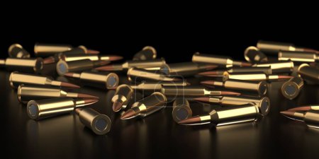 Photo for Gun rifle bullets or ammo. 3d rendering - Royalty Free Image