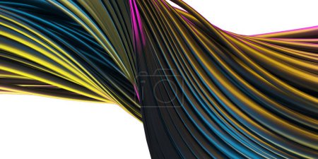 Foto de Ondas dinámicas abstractas fondo colorido. Moderno cartel de flujo colorido. renderizado 3d - Imagen libre de derechos