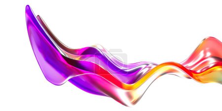 Téléchargez les photos : Fluide abstrait holographique néon onde fond lumineux. Spectre forme de gradient moderne. Rendu 3d - en image libre de droit