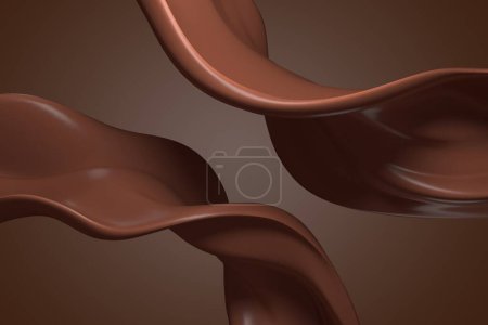Téléchargez les photos : Fond chocolat. Masse de chocolat fondu. Café de cacao flux de vague de lait. Rendu 3d - en image libre de droit