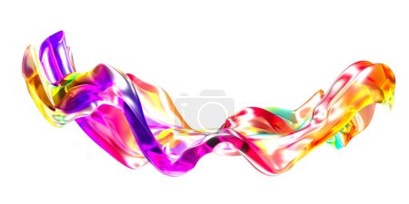 Photo for Abstract fluid holographic neon wave bright background. Spectrum modern gradient shape. 3d rendering - Royalty Free Image