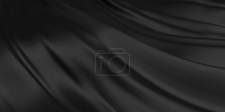 Foto de Fondo de tela negra abstracta. Tejido sedoso hermosos pliegues. Renderizado 3d - Imagen libre de derechos