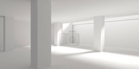 Foto de Interior blanco de arquitectura vacía. Diseño de edificio moderno.. 3d renderizado - Imagen libre de derechos
