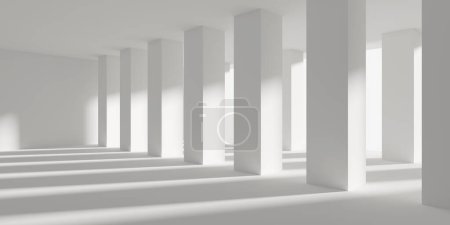 Téléchargez les photos : Intérieur d'architecture vide blanc. Design de bâtiment moderne.. 3d rendu - en image libre de droit