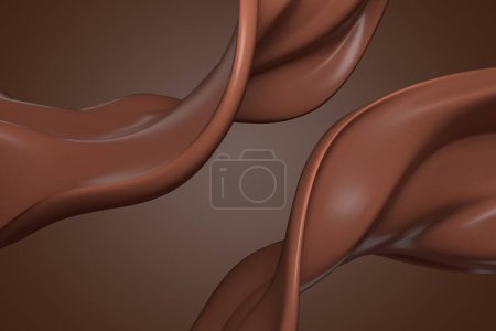 Photo for Chocolate background. Melted choco mass. Cocoa coffee milk wave flow. 3d rendering - Royalty Free Image