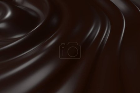 Photo for Chocolate background. Melted choco mass. Cocoa coffee milk wave flow. 3d rendering - Royalty Free Image