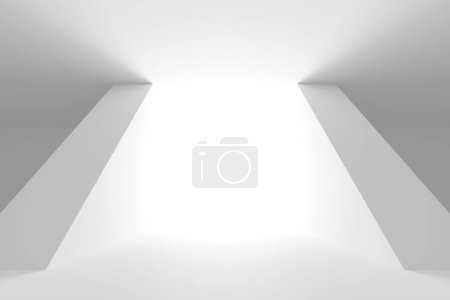 Photo for Minimalistic room space. White clean empty architecture interior. 3d rendering - Royalty Free Image