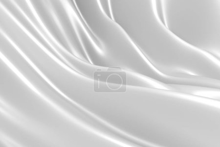 Téléchargez les photos : Fond en tissu blanc lisse. Texture élégante en satin de soie ondulée. Rendu 3d - en image libre de droit