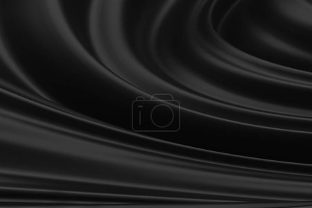 Abstract Black Cloth Background. Silky Fabric Beautiful Folds. 3d Rendering