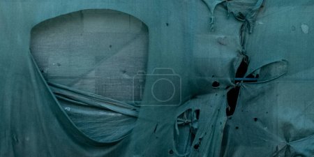 Photo for Blue fabric texture torn cloth. Grunge vintage canvas background - Royalty Free Image