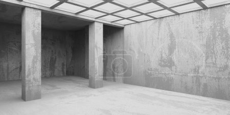Téléchargez les photos : Intérieur moderne vide abstrait. Des murs en béton. Arrière-plan architectural. Rendu 3d - en image libre de droit